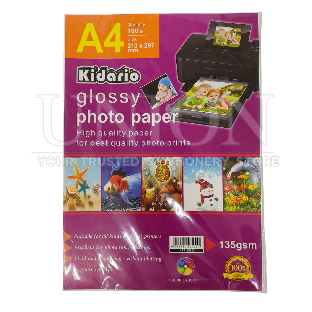 Kidario A4 Glossy Paper 135gsm 100s