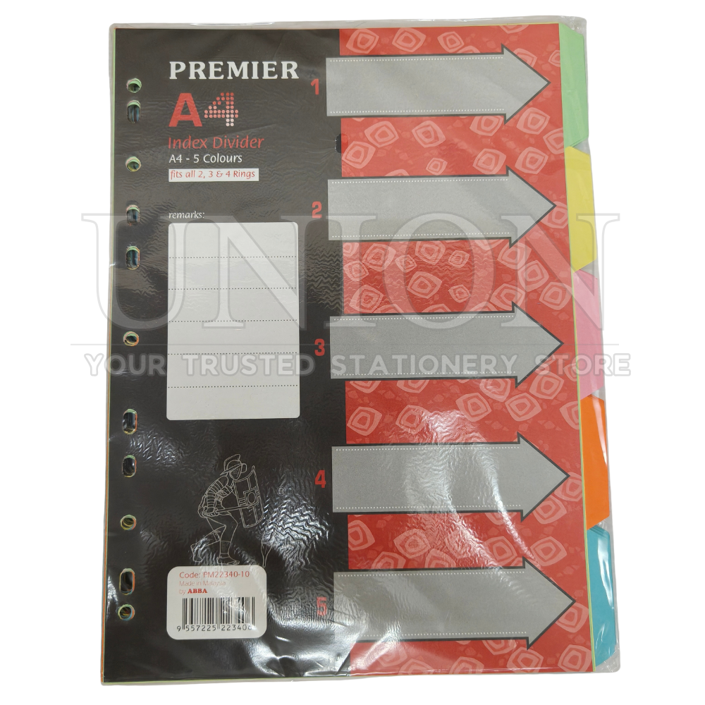 Abba A4 Index Divider 5 Colour
